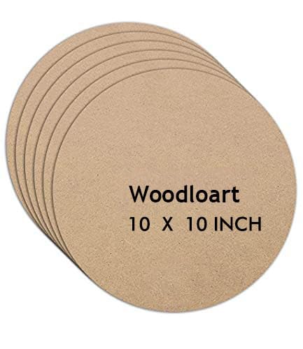 Woodloart Woodloart Canvas 6-Piece Round MDF Boards Unpainted Wood Sheets for Art & Craft, DIY Projects, Painting, Coasters, Mandala, Resin & Pyrography (MDF CIRCLE-10-6PC) - Image 1