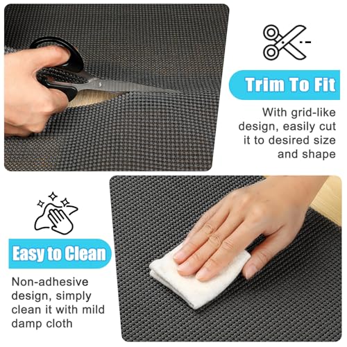 Songrey Non-Adhesive Drawer and Shelf Liner, Non Slip Cabinet Liners, Protect Kitchen Cupboard, Bathroom Drawers, Breathable, Thick Strong Grip mat (12IN x 10FT, Black) - Image 5
