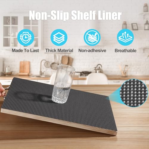 Songrey Non-Adhesive Drawer and Shelf Liner, Non Slip Cabinet Liners, Protect Kitchen Cupboard, Bathroom Drawers, Breathable, Thick Strong Grip mat (12IN x 10FT, Black) - Image 2