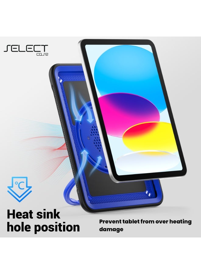 سيليكت كفر آيباد ضد الصدمات للأطفال مع حامل دوران 360° وحماية كاملة – متوافق مع iPad 9 الجيل التاسع (10.2 إنش) بتقنية Thermoline، تصميم متين وآمن للأطفال باللون الأزرق - Image 5