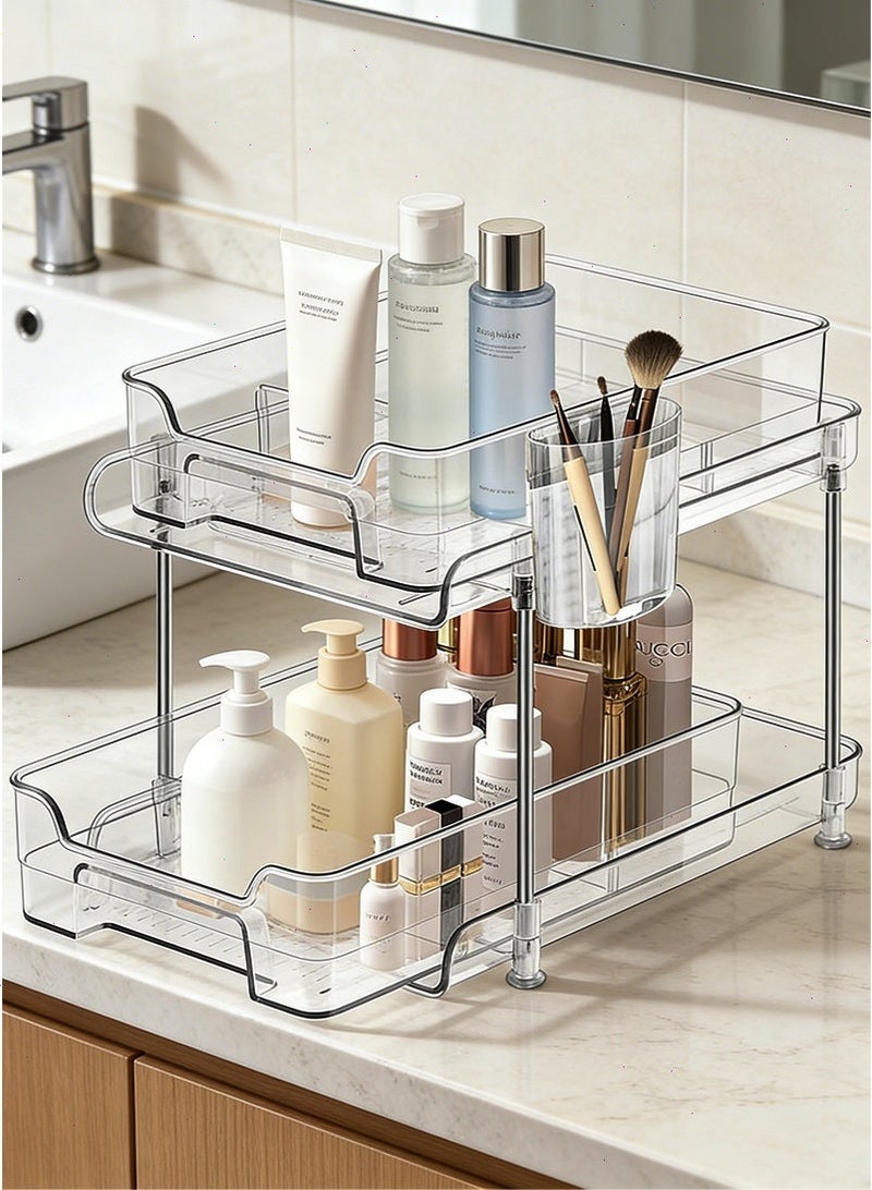 Yoawllty Makeup Organizer, Stackable Drawers Storage Drawers, Clear Home Display Box, Pull Out Cosmetic Drawer, Dustproof Cosmetics Storage Box - Image 1