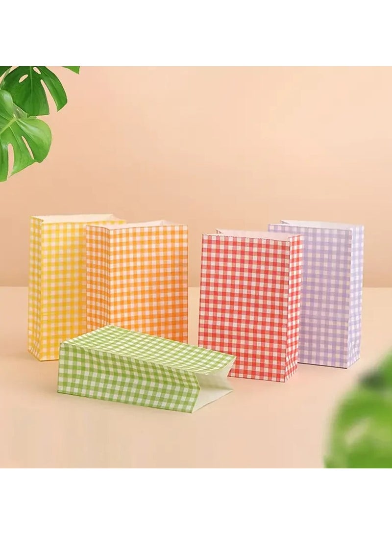 50 Pack Party Favor Bags Colorful Square Gird Bags Snacks Desserts Candy Cakes Gift Bag Kraft Paper Bags for Birthday Party Baby Shower Weddings Christmas Festivals Holiday Celebration - Image 3