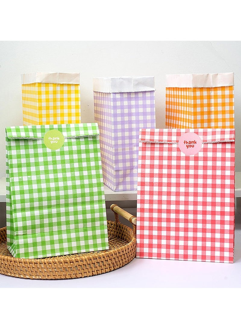 50 Pack Party Favor Bags Colorful Square Gird Bags Snacks Desserts Candy Cakes Gift Bag Kraft Paper Bags for Birthday Party Baby Shower Weddings Christmas Festivals Holiday Celebration - Image 2