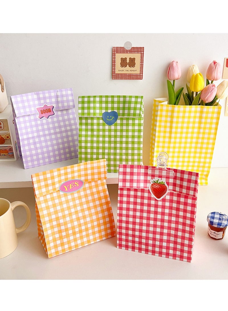 50 Pack Party Favor Bags Colorful Square Gird Bags Snacks Desserts Candy Cakes Gift Bag Kraft Paper Bags for Birthday Party Baby Shower Weddings Christmas Festivals Holiday Celebration - Image 4