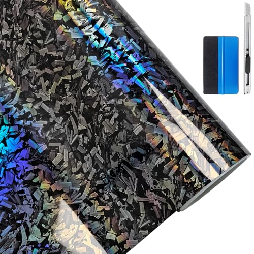 LZLRUN Forged Gloss Carbon Fiber Vinyl Wrap Roll Air Release Sticker Sheet Film DIY Decal Car Auto Vehicle Morotcycle Self Adhesive (1ft x 5ft, Chameleon) - Image 1