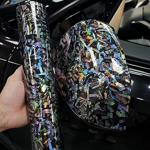 LZLRUN Forged Gloss Carbon Fiber Vinyl Wrap Roll Air Release Sticker Sheet Film DIY Decal Car Auto Vehicle Morotcycle Self Adhesive (1ft x 5ft, Chameleon) - Image 4