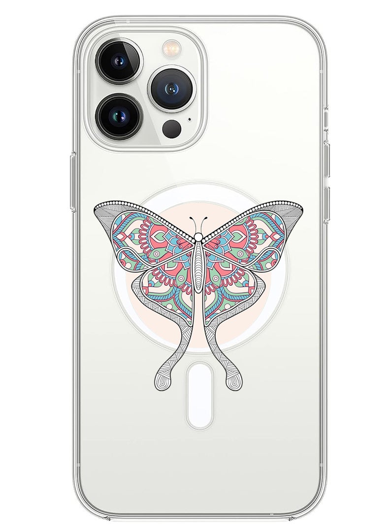 Theodor Magnetic Case for iPhone 14 Pro Max 6.7-inch Compatible with MagSafe Wireless Charging, Shockproof Phone Bumper Cover Buterfly - Image 1