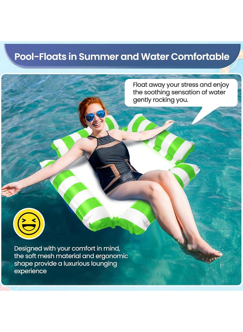 Anna Foldable PVC Backrest Swimming Float Bed - Four-Tube Inflatable Mesh Water Recreation Lounge Chair, Portable Relaxation Water Lounger - Image 2