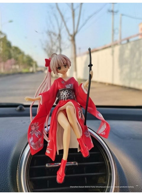 Second-dimensional Fate Of The Sky Spring Sun Wild Dome Animation Hand-run Kimono Dome Sister Surrounding Japanese Car Ornaments Animation Model-Color:Red