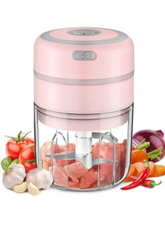 Gonice Mini Garlic Chopper, Baby Food Maker 250ML, Wireless Portable Food Processor for Meat/Vegetables/Chop Fruits/Onion/Garlic Peeler, Mini Chopper Food Processor (Pink)  - Image 1