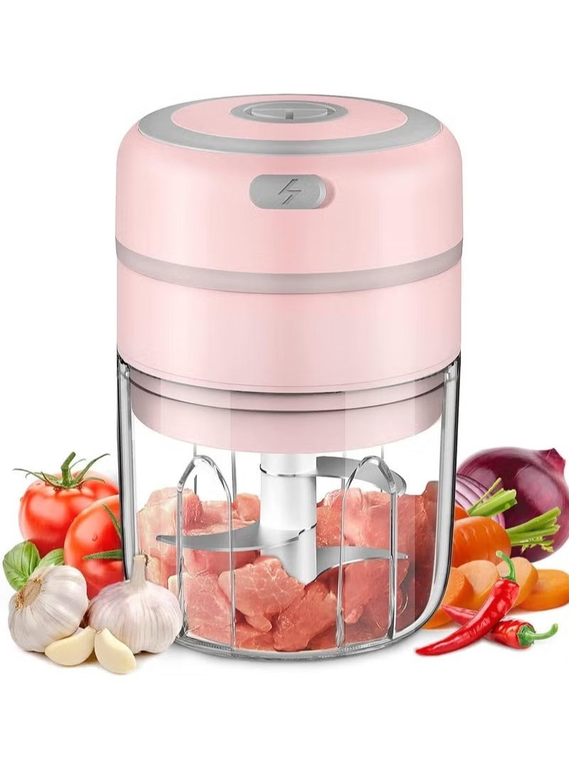 Gonice - Mini Garlic Chopper, Baby Food Maker 250ML, Wireless Portable Food Processor for Meat/Vegetables/Chop Fruits/Onion/Garlic Peeler, Mini Chopper Food Processor (Pink) - Image 1