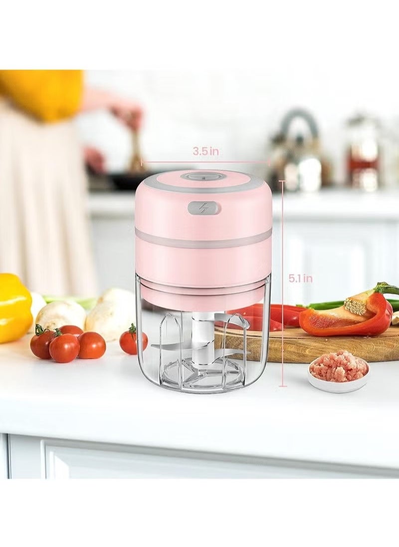 Gonice - Mini Garlic Chopper, Baby Food Maker 250ML, Wireless Portable Food Processor for Meat/Vegetables/Chop Fruits/Onion/Garlic Peeler, Mini Chopper Food Processor (Pink) - Image 1