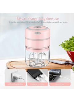 Gonice Mini Garlic Chopper, Baby Food Maker 250ML, Wireless Portable Food Processor for Meat/Vegetables/Chop Fruits/Onion/Garlic Peeler, Mini Chopper Food Processor (Pink)  - Image 4