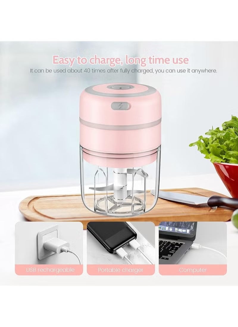 Gonice - Mini Garlic Chopper, Baby Food Maker 250ML, Wireless Portable Food Processor for Meat/Vegetables/Chop Fruits/Onion/Garlic Peeler, Mini Chopper Food Processor (Pink) - Image 1