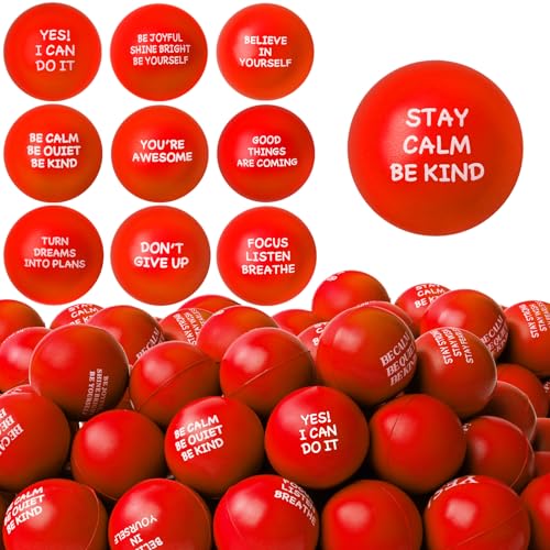 SHQDD 100PCS Motivational Stress Balls for Adults and Kids Stress Balls Bulk Soft Sponge Squeeze Toys with Inspirational Quotes Office Classroom Stress Relief Gifts Anxiety Relief Fidget Toys - Image 1