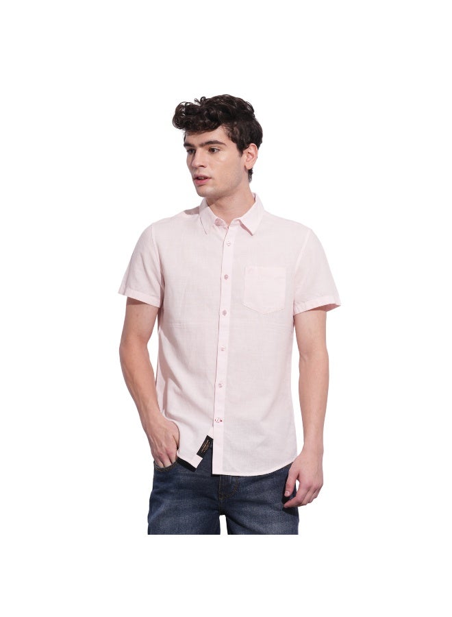 Being Human Mens Pink Collared Short Sleeve Shirt - Image 2