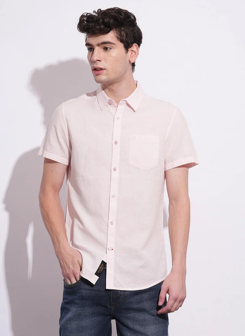 بيينغ هيومان Men Classic Slim Fit Opaque Casual Shirt