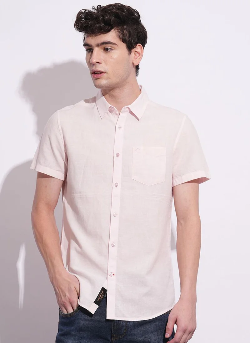 بيينغ هيومان Men Classic Slim Fit Opaque Casual Shirt