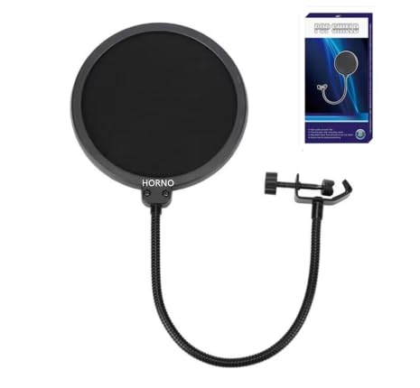 HORNO Professional Microphone Filter Screen-Mic Pop Blocker Mask Shield Screen with Flexible Gooseneck Mount - Image 1