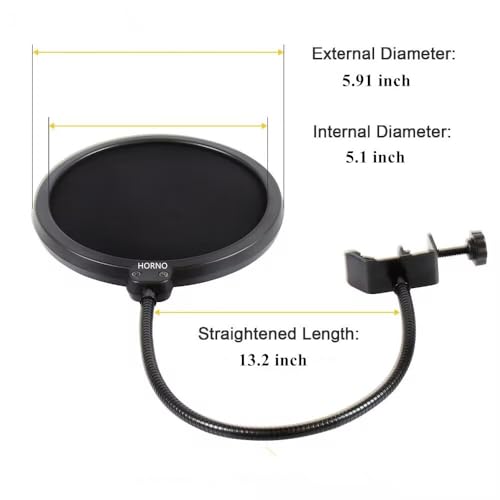 HORNO Professional Microphone Filter Screen-Mic Pop Blocker Mask Shield Screen with Flexible Gooseneck Mount - Image 4