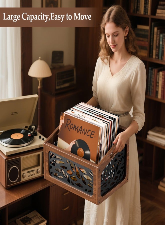 QILICHZ Vinyl Record Storage,70+ Lps Vinyl Record Holder,Wooden Crate - Image 4