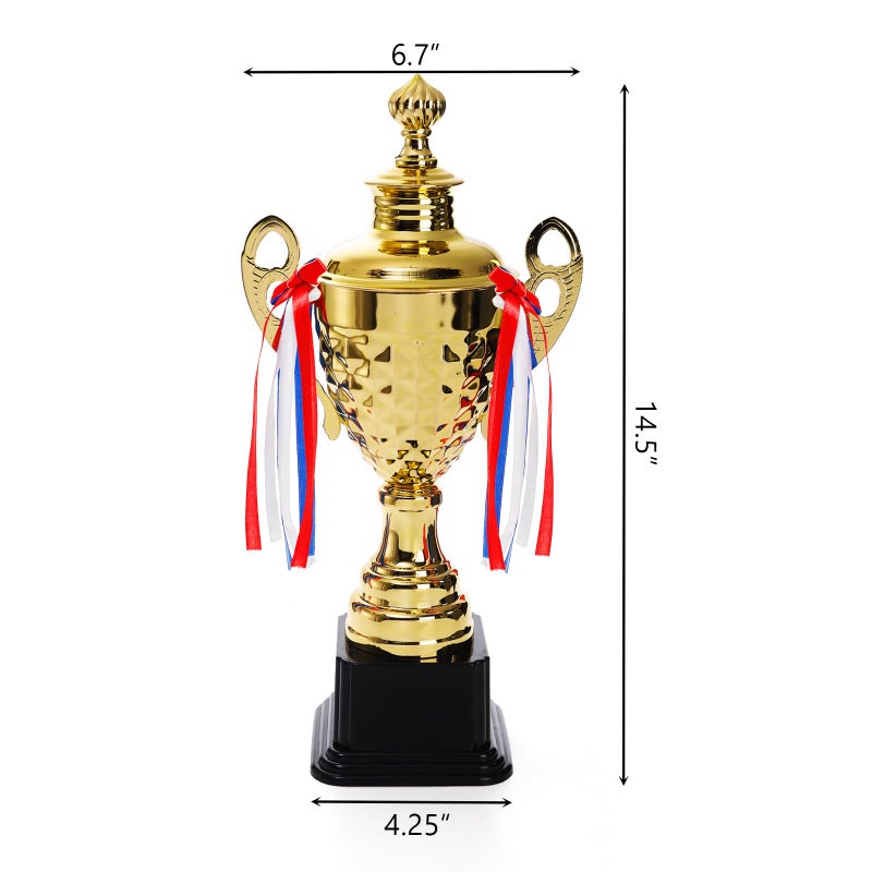 Fasmov Large Trophy Cup for Custom Trophy Keepsake, Gold Award for Sports, Tournaments, Competitions, 14.5 inches - Image 2