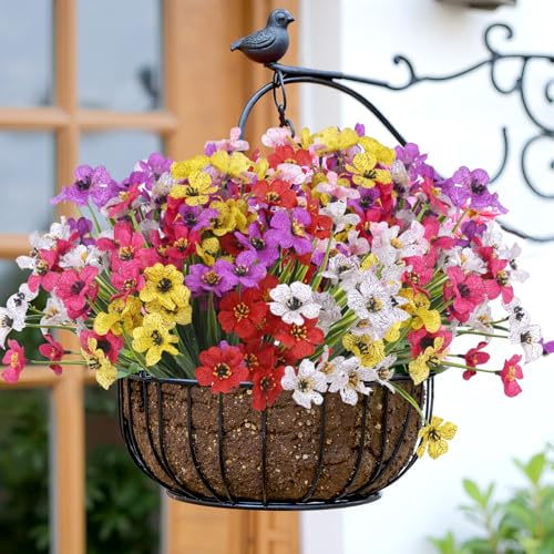 Bassion 24 Bundles Artificial Flowers for Outdoors Decoration, UV Resistant Mixed Color Silk Fake Faux Flowers Artificial Plants for Outside Window Box Porch Garden Home Decor - Image 4