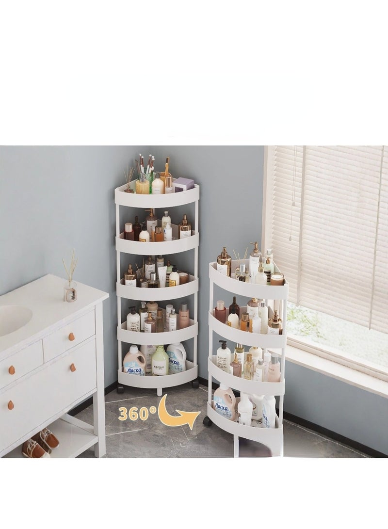 Bathroom storage trolley, 4-tier slim storage trolley, 2025 Space-saving mobile shelving unit for bathrooms, kitchens, offices and confined spaces, stackable practical organizer on wheels for everyday use - Image 1