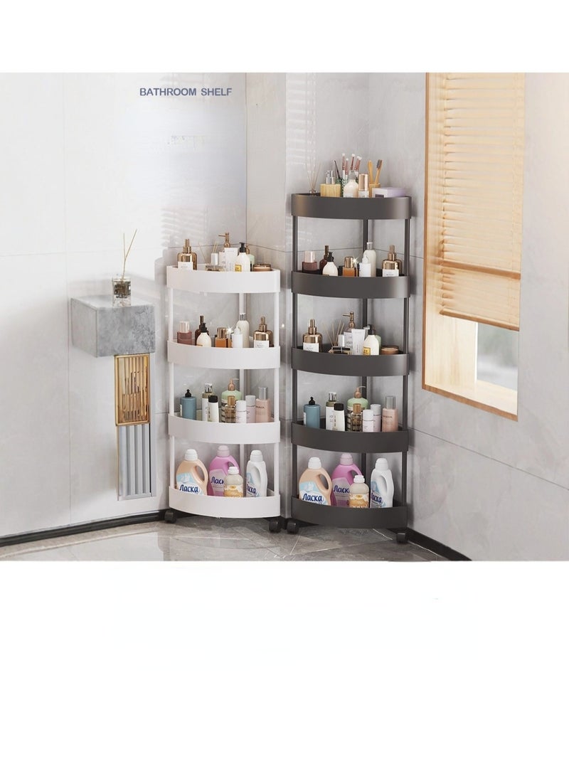 Bathroom storage trolley, 4-tier slim storage trolley, 2025 Space-saving mobile shelving unit for bathrooms, kitchens, offices and confined spaces, stackable practical organizer on wheels for everyday use - Image 2