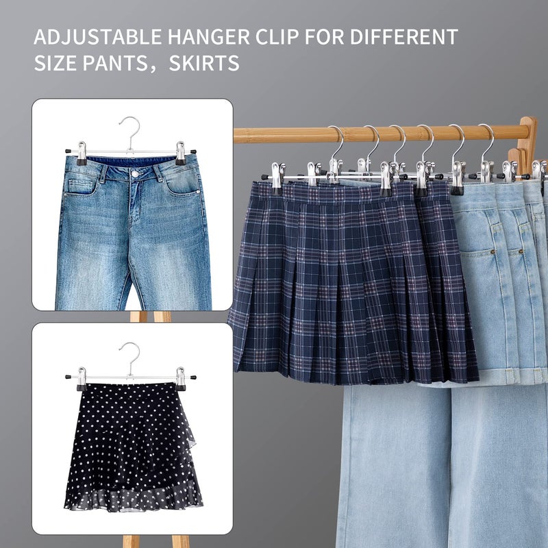 Cimlord 30 Pack Pants Hangers With Clips Skirt Hangers For Women Shorts Hangers Heavy Duty Metal Clothes Hanger For Closet Space Saving Non Slip Trousers Hanger Jeans Hanger For Men Black 12 Inch - Image 5