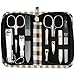 3 Swords Germany - brand quality 8 piece manicure pedicure grooming kit set synthetic leather case chequered - Made in Germany - Image 2