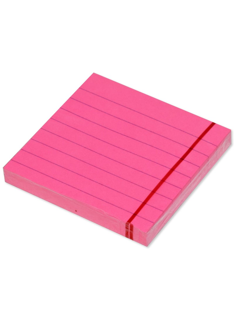 FIS Sticky Note Pad, 3X3 inches, Pack of 12, Ruled Neon Magenta -FSPO3X3RNMG