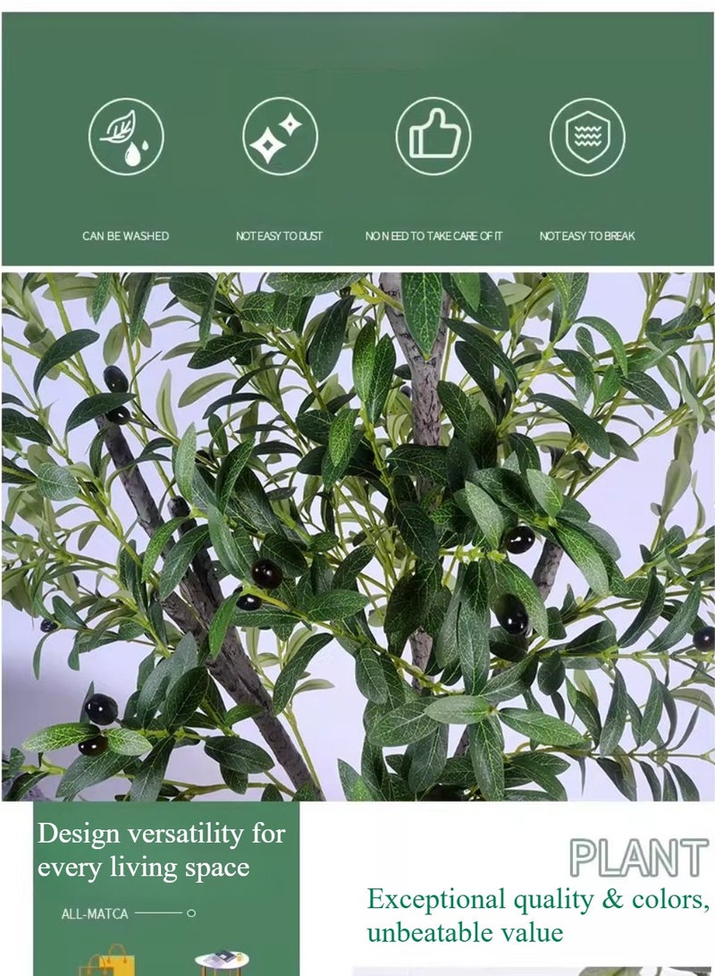 Generic 6FT (180CM) Artificial Olive Tree in Black Plastic Pot - Realistic Faux Potted Silk Plant with Lifelike Branches & Fruits, Perfect for Indoor/Outdoor Home, Office, Garden Decor – Modern Floor Tree for Living Room, Housewarming Gift  - Image 4