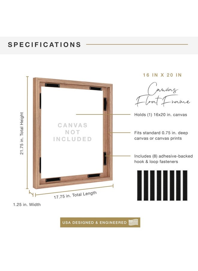MCS MCS Canvas Float Frames 16x20 Frame, Walnut Woodgrain Frame for Finished Canvases, Vertical & Horizontal Wall Hanging Large Frame with Adhesive for Canvas Paintings (1-Pack)  - Image 2