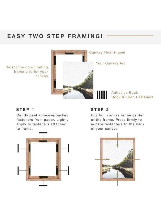 MCS MCS Canvas Float Frames 16x20 Frame, Walnut Woodgrain Frame for Finished Canvases, Vertical & Horizontal Wall Hanging Large Frame with Adhesive for Canvas Paintings (1-Pack)  - Image 3