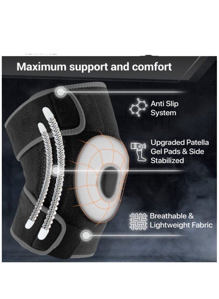 RATSAW Professional Knee Pad Knee Brace with Side Stabilizers and Patella Gel Pads Adjustable Compression Knee Support Braces for Knee Pain  - Image 2