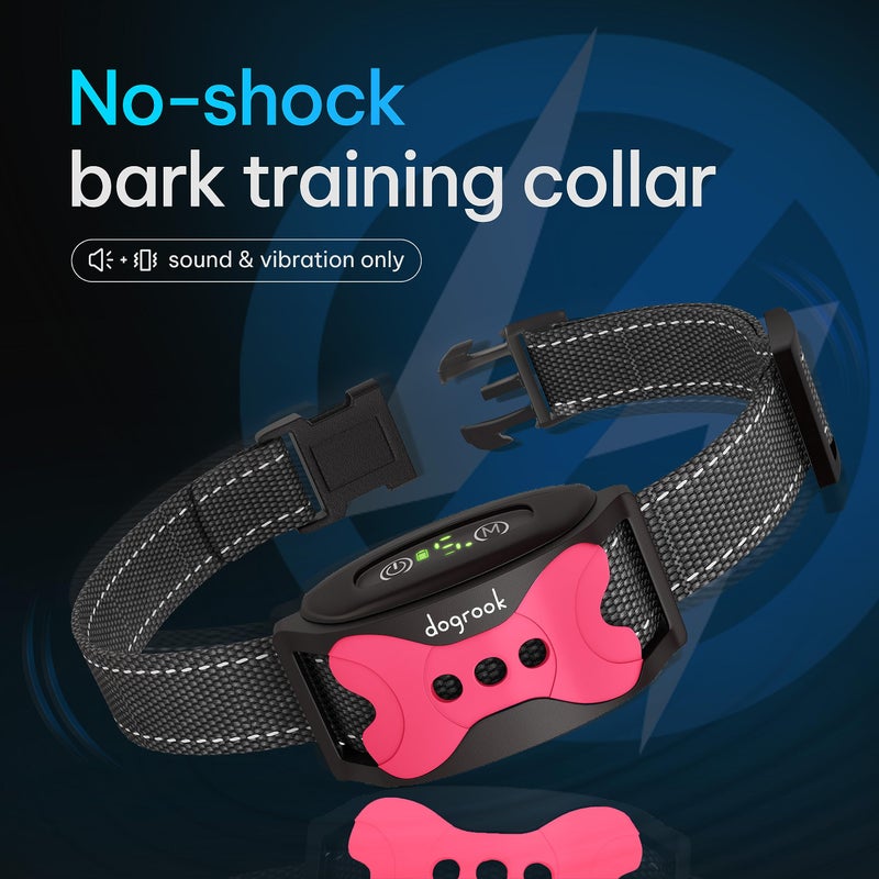 DogRook Rechargeable Dog Bark Collar - No Shock Dog Training Smart Collar - Beep & Vibration Stop Barking Dog Devices - No Bark Collar - Martingale Collars for Large Dog, Medium & Small - 12-110 lbs - Image 2