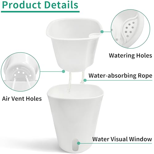 TCBWFY 3" Self Watering Pots - 10 Sets Planter Pots for Indoor Plants With Water Level Indicator and Multiple Vents - for House Plants, Flowers, Herbs - Image 2