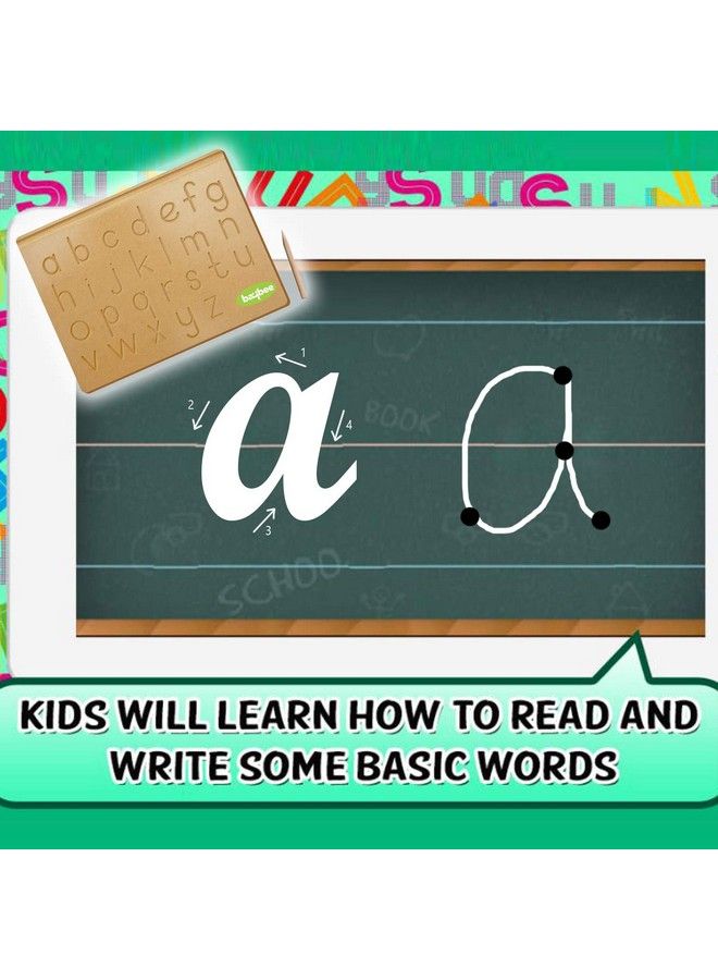 BAYBEE لوحة تعليمية خشبية لتعلم الأبجدية الإنجليزية للأطفال من الألف إلى الياء مع لوحة تتبعية، لوحة ألغاز خشبية تعليمية للأطفال الأولاد والبنات - Image 5