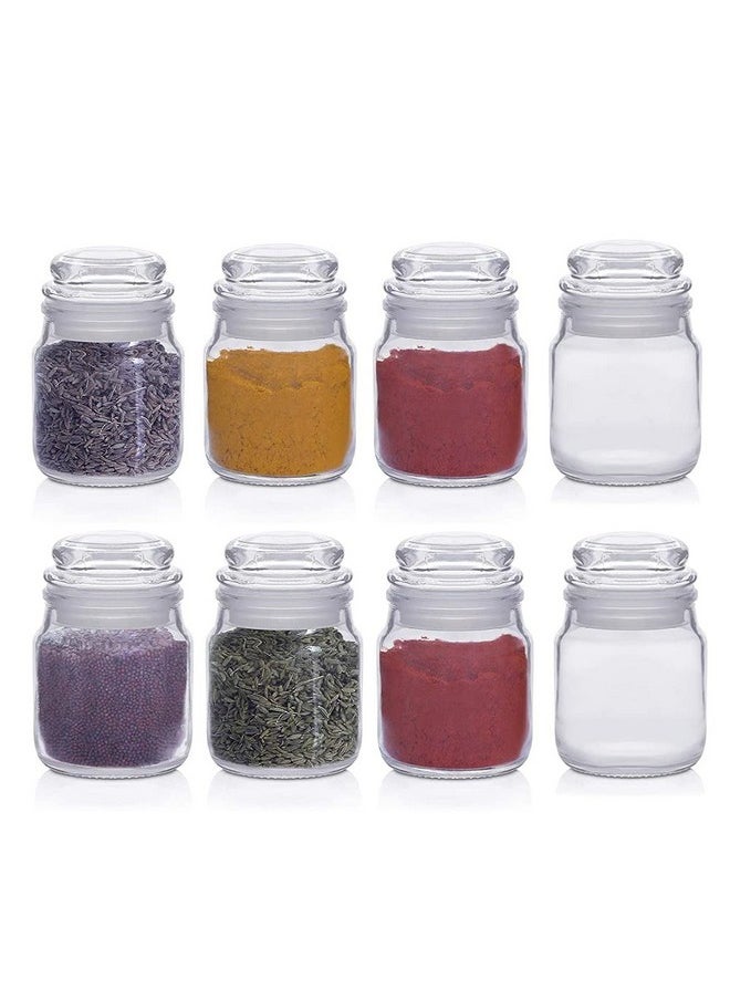 Cloudmart Cloudmart 100Ml Spice Storage Glass Jar, Kitchen Storage Jars, Honey Jar And Container, Spice Masala Jar - Airtight Lid With Rubberised Silicone Stopper (Pop Jar, 100Ml, Set Of 8) - Clear  - Image 1