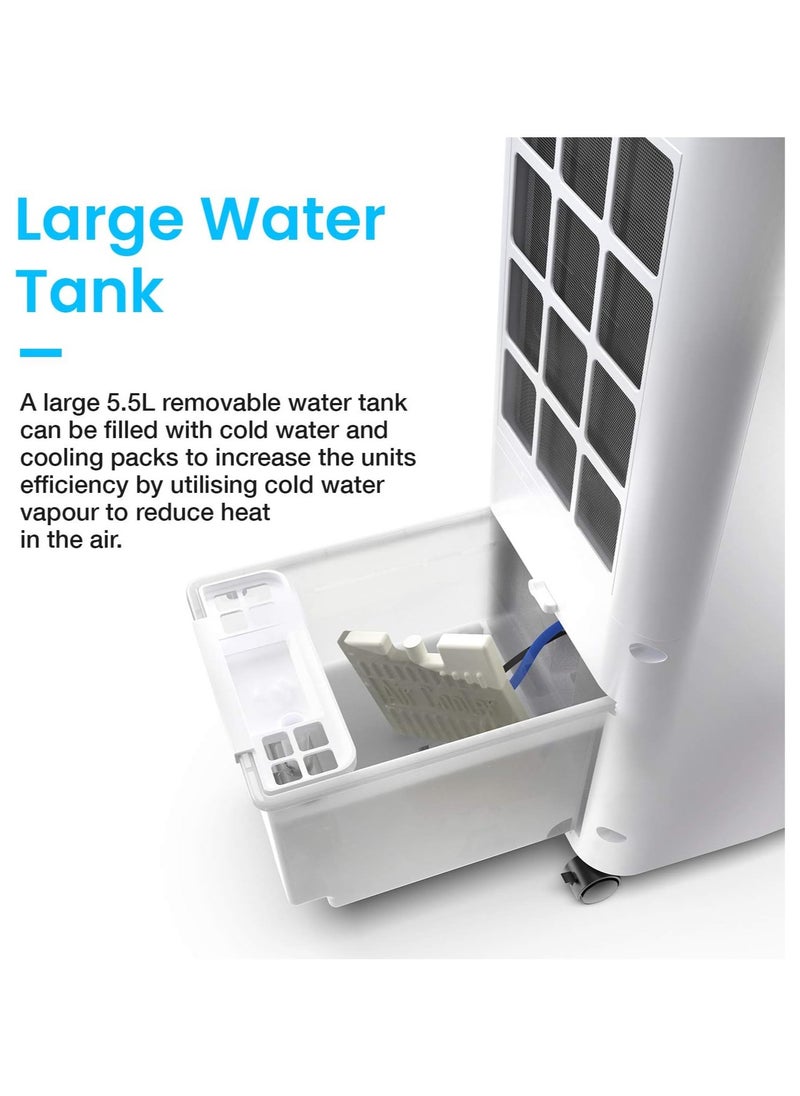 Pro Breeze - Pro Breeze 4-in-1 Air Cooler with 5 Litre Capacity, Remote Control, 3 Fan Speed, and LED Display. Powerful Evaporative Portable Air Cooler with Built-in 7 Hour Timer & Automatic Oscillation - Image 1
