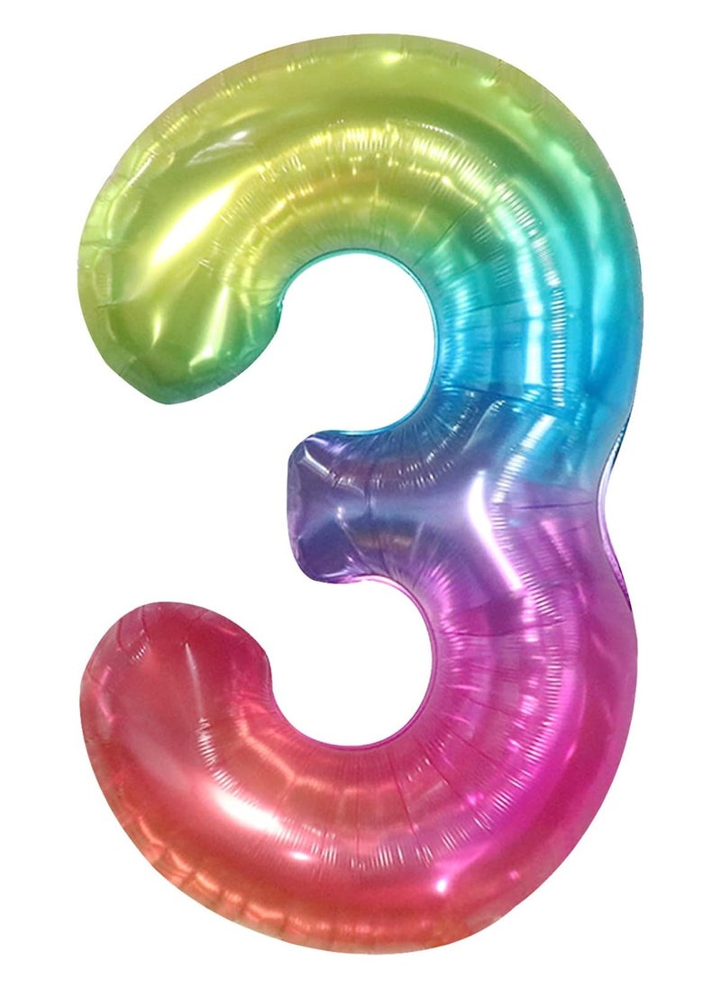 KATCHON Jelly Rainbow Number 3 Balloon for 3rd Birthday and Anniversary Party Decorations  - Image 1