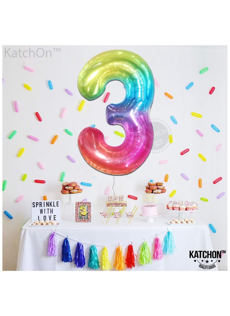 KATCHON Jelly Rainbow Number 3 Balloon for 3rd Birthday and Anniversary Party Decorations  - Image 4