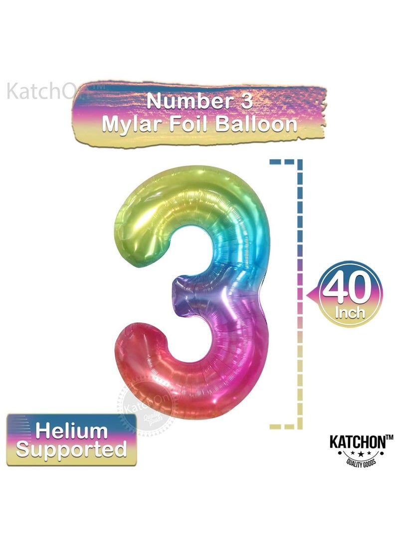 KATCHON Jelly Rainbow Number 3 Balloon for 3rd Birthday and Anniversary Party Decorations  - Image 2