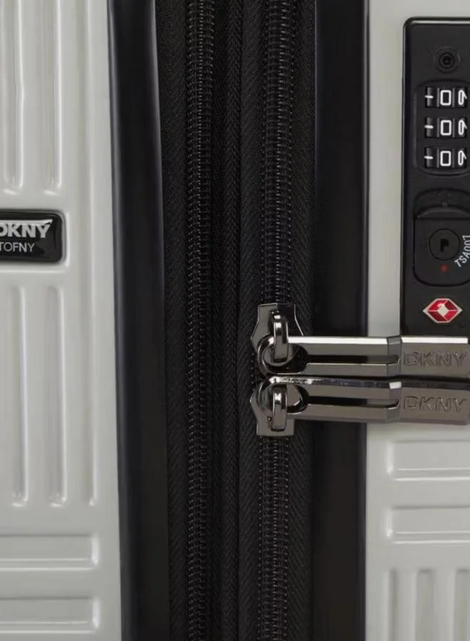 DKNY GREY Textured Hardcase Luggage Trolley With Retractable Handle - 24 Inches Check-In Bag  | Best Price UAE