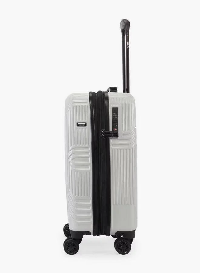 DKNY GREY Textured Hardcase Luggage Trolley With Retractable Handle - 24 Inches Check-In Bag  | Best Price UAE