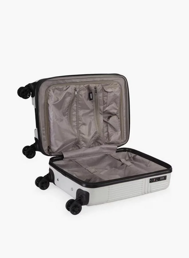 DKNY GREY Textured Hardcase Luggage Trolley With Retractable Handle - 24 Inches Check-In Bag  | Best Price UAE