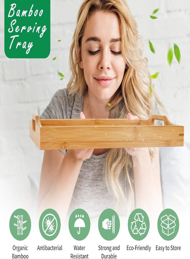 AKDC Superbe Bamboo Serving Tray With Handles - Set Of 3 - Image 5