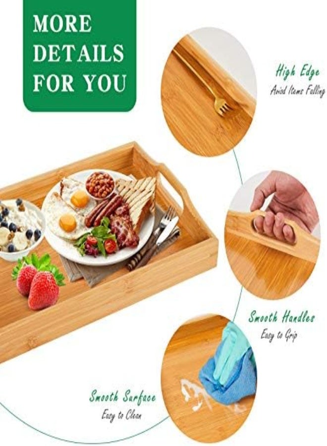 AKDC Superbe Bamboo Serving Tray With Handles - Set Of 3 - Image 2