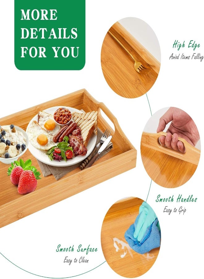 AKDC Superbe Bamboo Serving Tray With Handles - Set Of 3 - Image 3